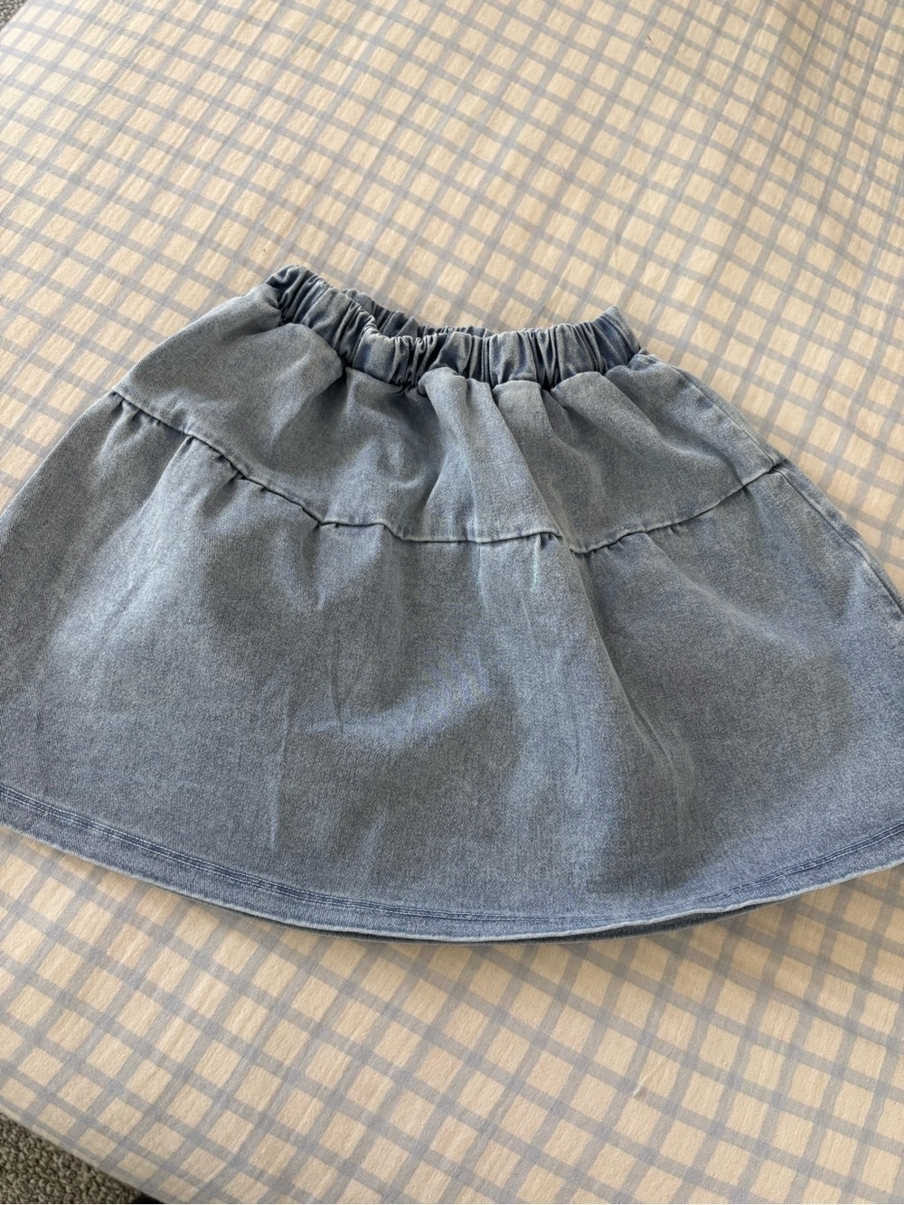 The Campamento Light Blue Denim Tiered Skirt